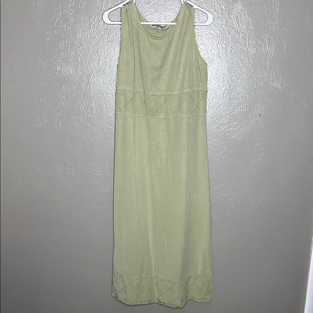 Sage Green Natural Origins Maxi Dress 100% Tencel Lyocel 90s Boho Lagenlook - M